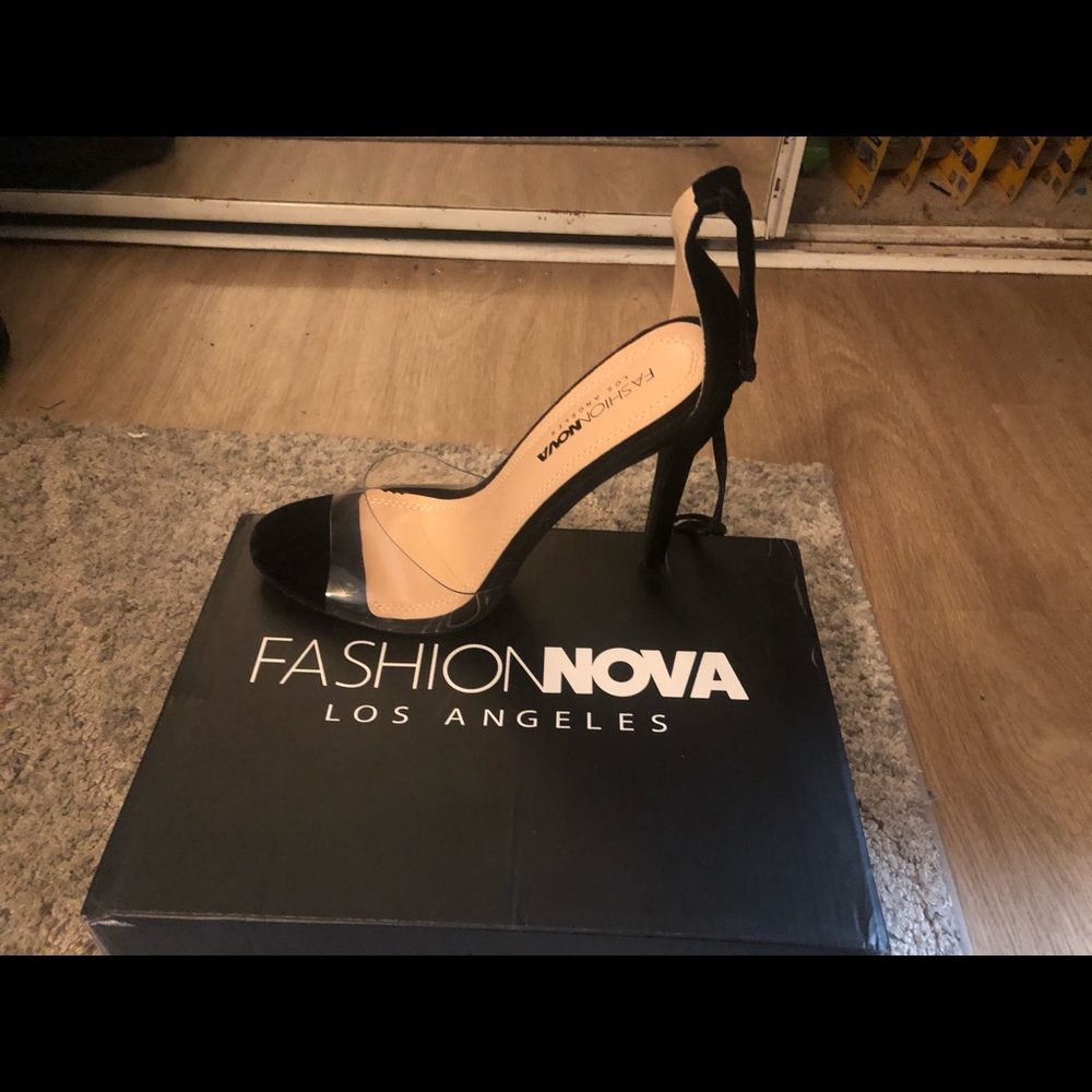 Black Clear Toe Heels